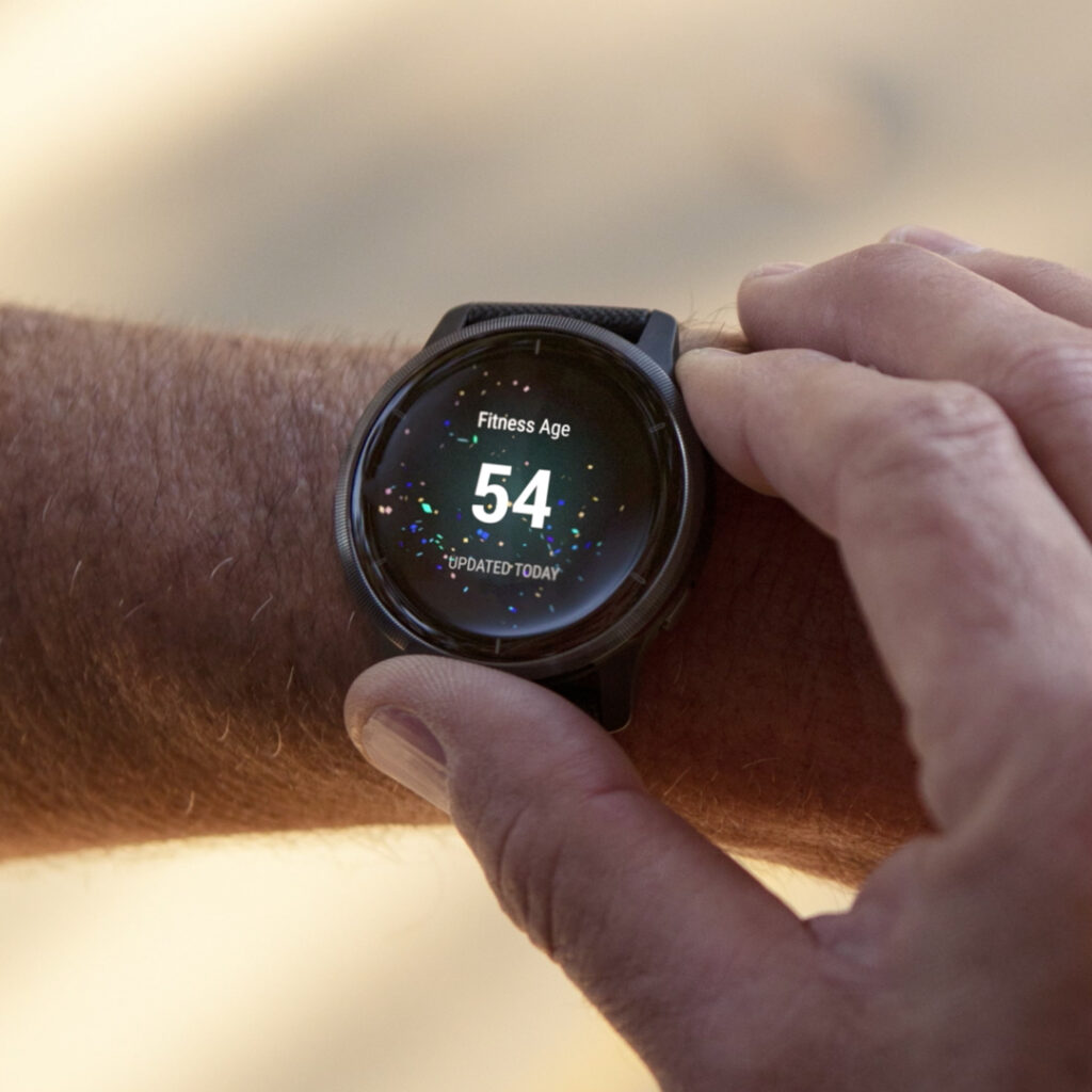 Fitnessleeftijd zichtbaar op watchface van Garmin Venu 2.