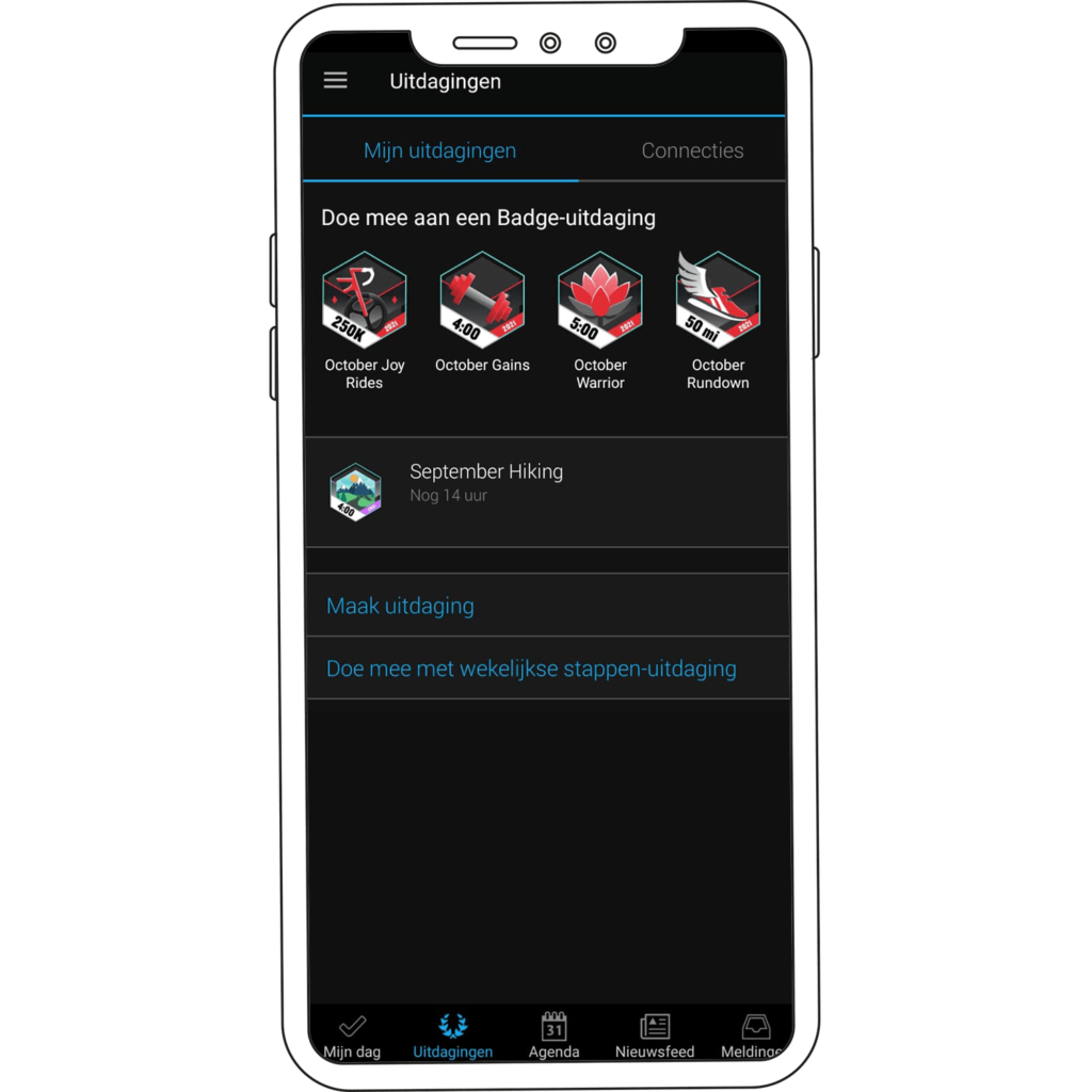 Challenges van oktober op de Garmin Connect app